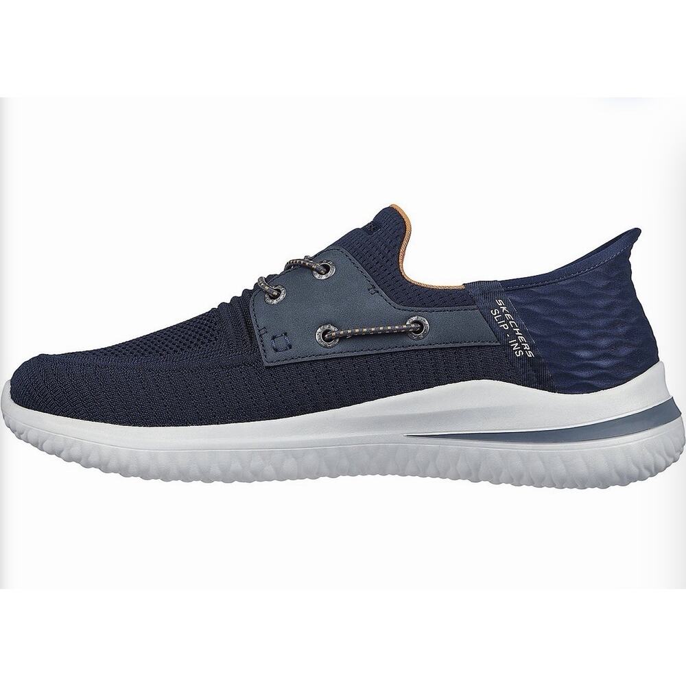 Skechers Delson 3.0 Roth Slip Ins Mens 10 Navy Hands Free Casual Boat Shoes NWT - Picture 2 of 5